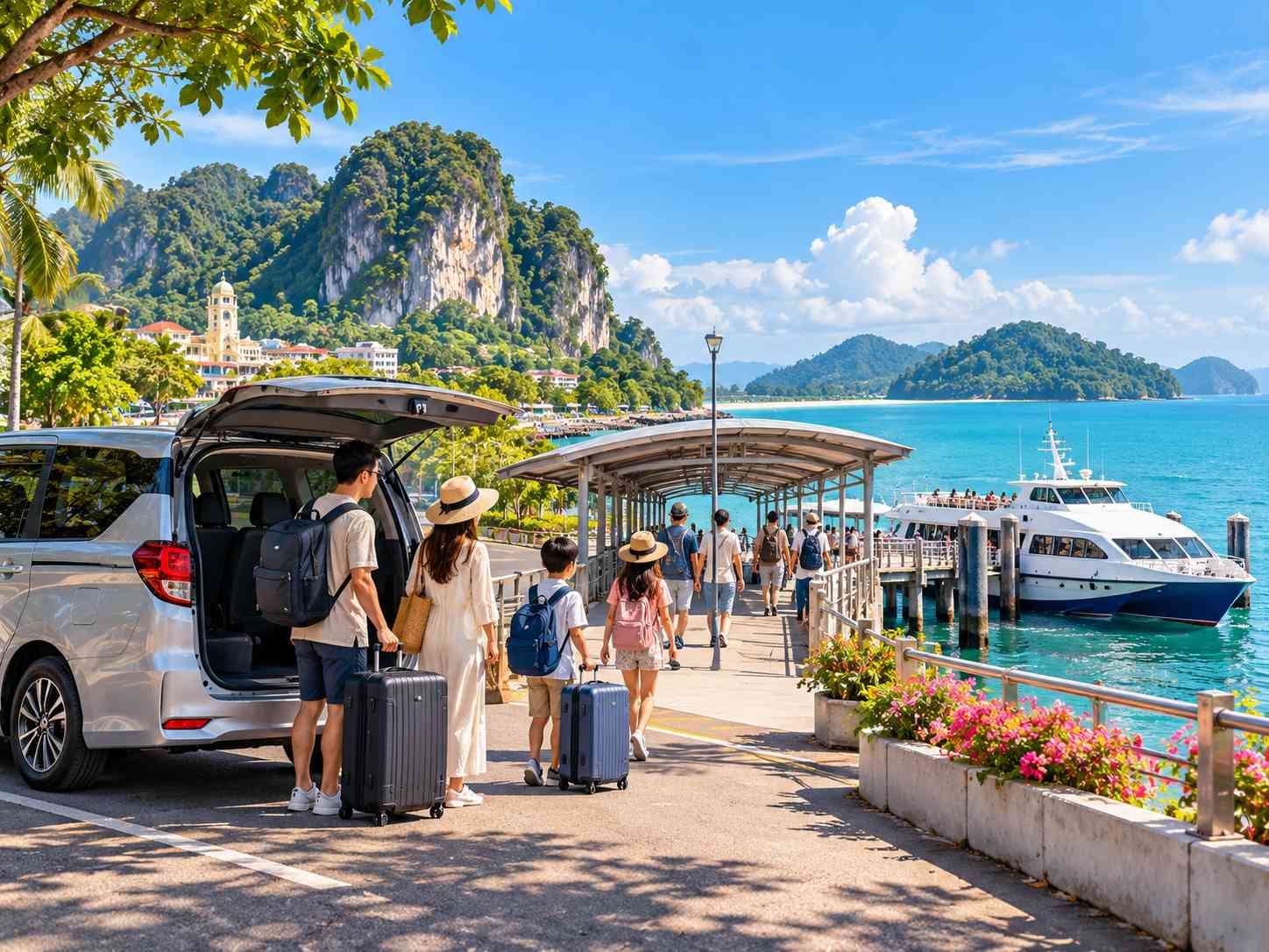 Travellers taking a private transfer from Ipoh to Lumut or Marina Island Jetty for a ferry connection to Pangkor Island