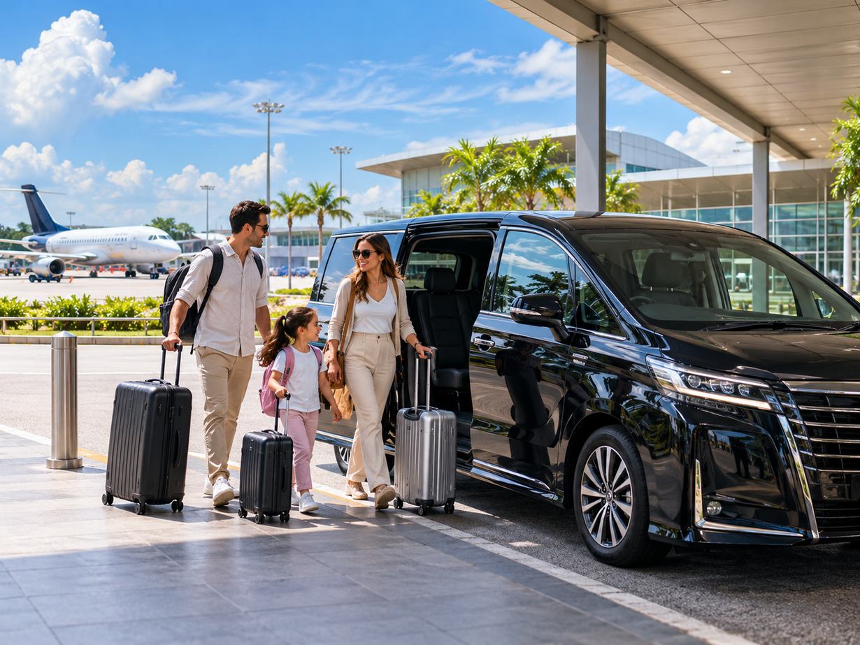 Private MPV transferring passengers and luggage from KLIA to Subang Airport for a connecting flight
