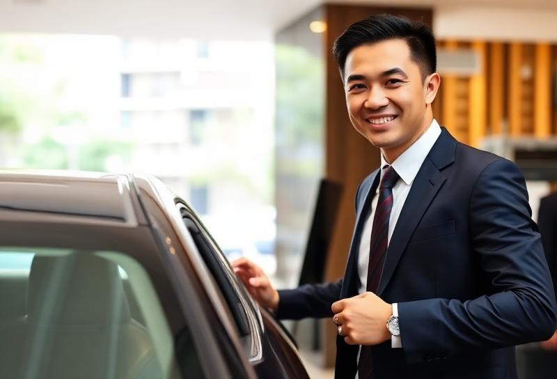 Professional GetsTransfer.my chauffeur assisting a passenger with luggage in Kuala Lumpur